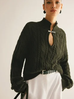 Cotton Keyhole Neckline Knit Top