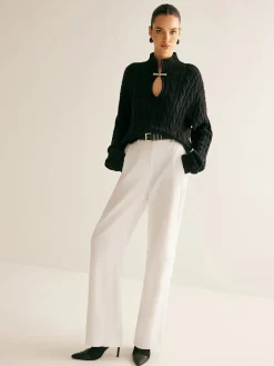 Cotton Keyhole Neckline Knit Top