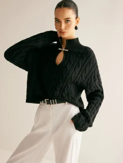 Cotton Keyhole Neckline Knit Top