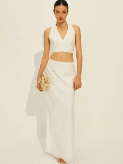 Cotton Knotted Backless Skirt Set