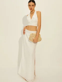 Cotton Knotted Backless Skirt Set