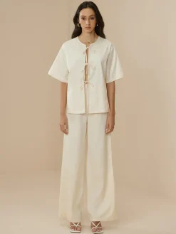 Cotton Lace Up Cozy Pants Set