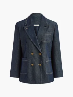 Cotton Lapel Denim Blazer
