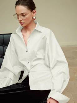 Cotton Side Pleated Polo Shirt
