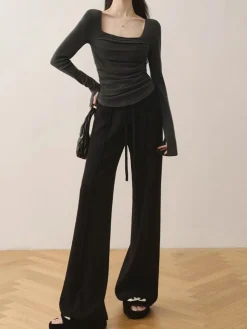 Cotton Square Neck Slim Sweater