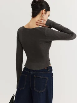Cotton Square Neck Slim Sweater