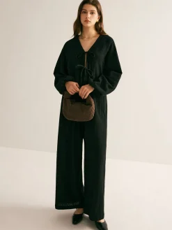 Cotton Tie Front Cozy Pants Set