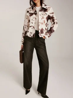 Cow Printed Tweed Short Jacket