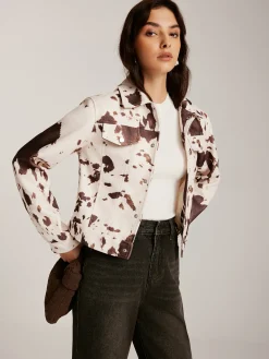 Cow Printed Tweed Short Jacket