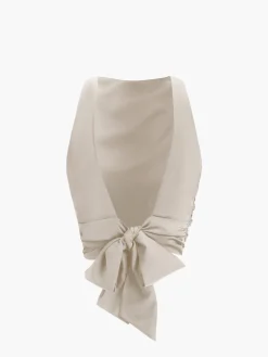 Cowl Neck Ruched Open Back Crop Top