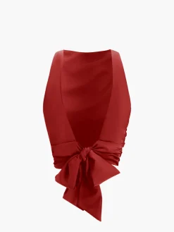 Cowl Neck Ruched Open Back Crop Top