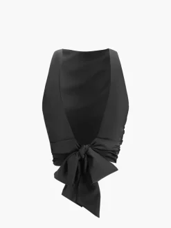 Cowl Neck Ruched Open Back Crop Top