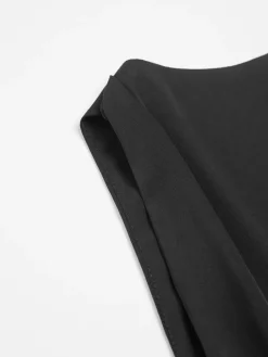 Cowl Neck Ruched Open Back Crop Top