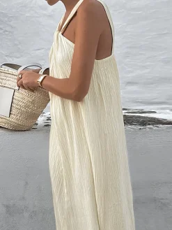 Creamy Halter Long Dress
