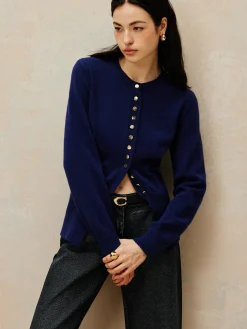Crew Neck Breasted Jersey Cardigan