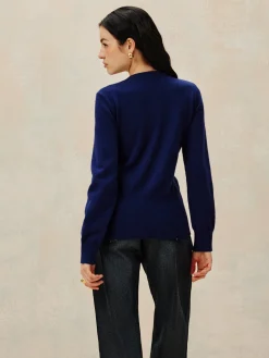 Crew Neck Breasted Jersey Cardigan