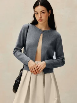 Crew Neck Button Knit Cardigan