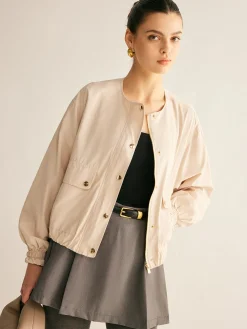 Crew Neck Button Thin Jacket