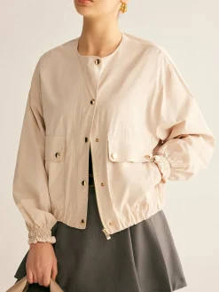 Crew Neck Button Thin Jacket