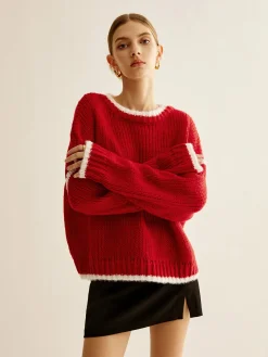 Crew Neck Contrast Binding Sweater