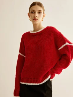 Crew Neck Contrast Binding Sweater