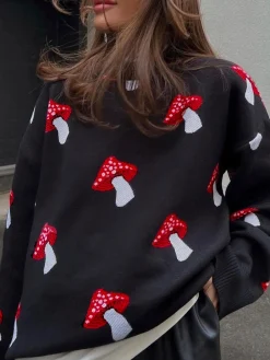 Crew Neck Jacquard Pullover Sweater