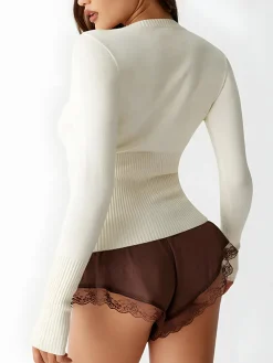 Crew Neck Long Sleeve Cardigan