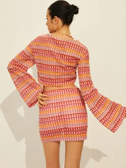 Crew Neck Long Sleeve Skirt Set