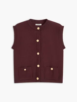 Crew Neck Metal Button Sweater Vest