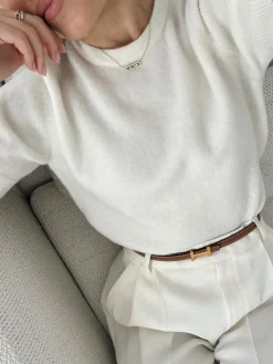 Crew Neck Plain Knit Top