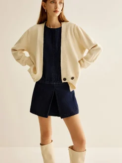 Crew Neck Sleeveless Denim Dress
