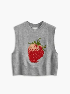 Crew Neck Strawberry Sweater Vest