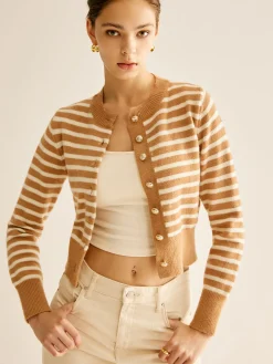 Crew Neck Striped Corset Cardigan