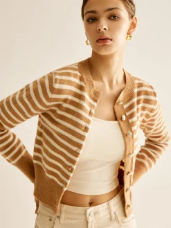Crew Neck Striped Corset Cardigan