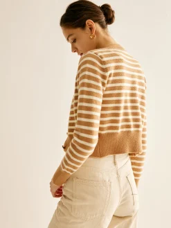 Crew Neck Striped Corset Cardigan
