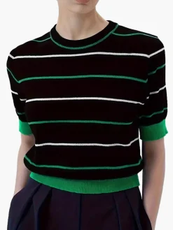 Crew Neck Striped Knit Top