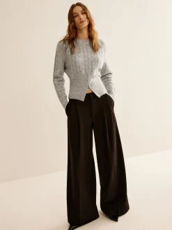 Crew Neck Zipper Design Sweater