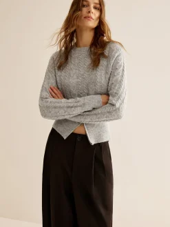 Crew Neck Zipper Design Sweater