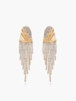 Crinkled Metal Rhinestone Earrings