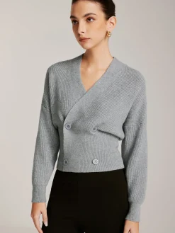 Criss Cross Button Cinched Sweater