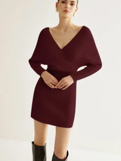 Criss Cross Cinched Sweater Dress