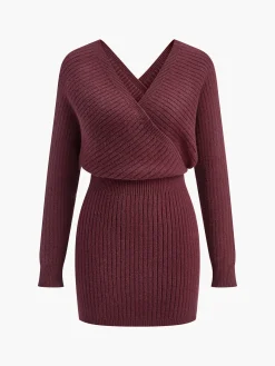 Criss Cross Cinched Sweater Dress
