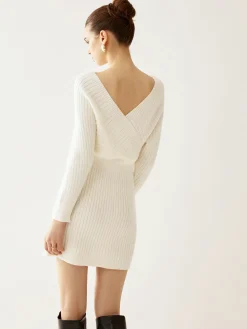 Criss Cross Cinched Sweater Dress