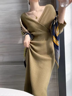 Criss Cross Sweater Dress Without Belt