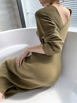 Criss Cross Sweater Dress Without Belt