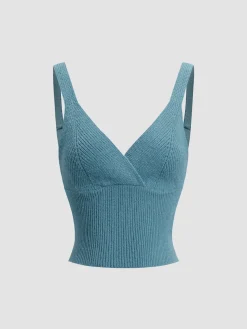 Criss Cross Tie Back Crop Sweater Vest