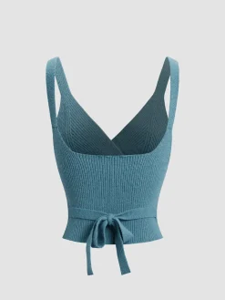 Criss Cross Tie Back Crop Sweater Vest