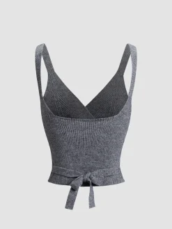 Criss Cross Tie Back Crop Sweater Vest