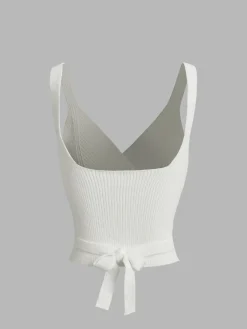 Criss Cross Tie Back Crop Sweater Vest