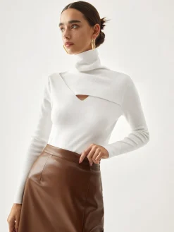 Criss Cross Turtleneck Long Sleeve Knit Top